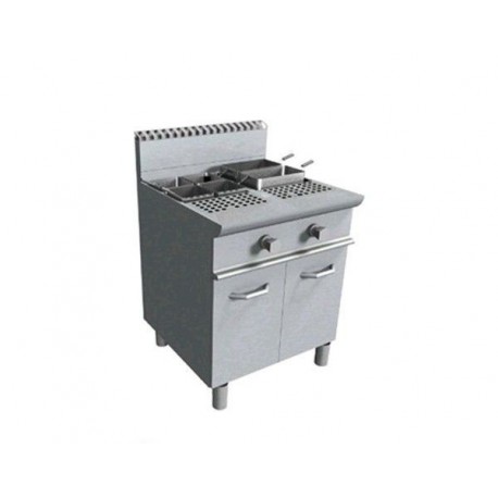 Cuocipasta a gas 2 vasche capacità 28 + 28 lt. - Dim.cm. 80x70x85h