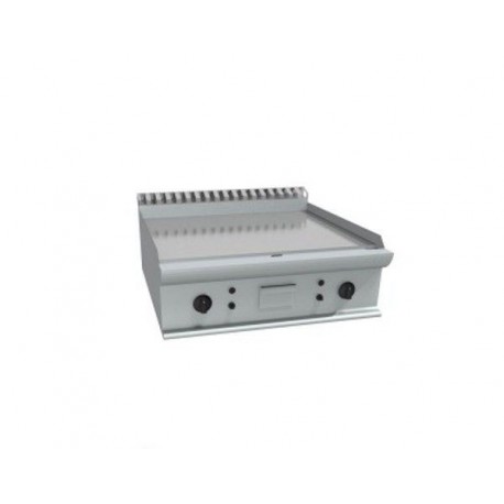 Fry top a gas da banco piastra liscia in acciaio dolce levigato con 2 zone indipendenti -  Dim. cm 80x70x27h