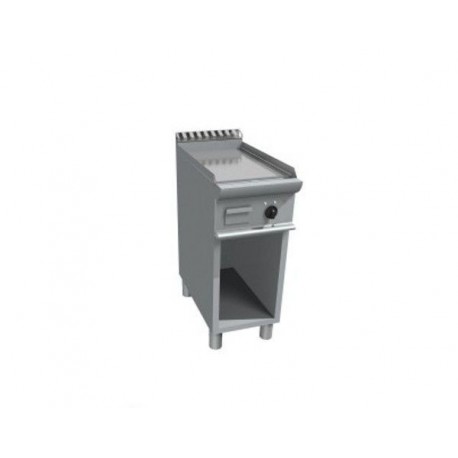Fry top a gas su vano a giorno piastra liscia in acciaio dolce levigato - Dim. cm 40x70x85h