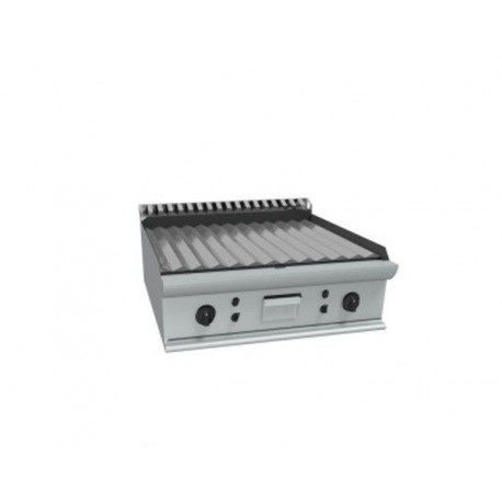 Fry top elettrico da banco piastra rigata in acciaio dolce levigato - Dim. cm 80x70x27h