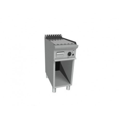 Fry top elettrico su vano a giorno piastra rigata in acciaio dolce levigato - Dim. cm 40x70x85h