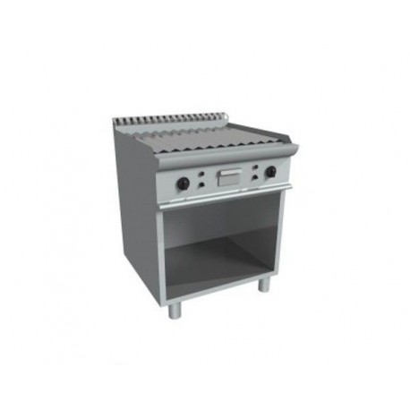 Fry top elettrico su vano a giorno piastra rigata in acciaio dolce levigato - Dim. cm 70x70x85h