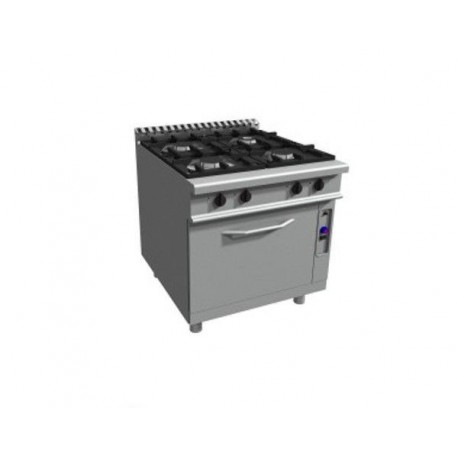 Cucina 4 fuochi a gas su forno elettrico GN 2/1 - Dim. cm 80x90x85h