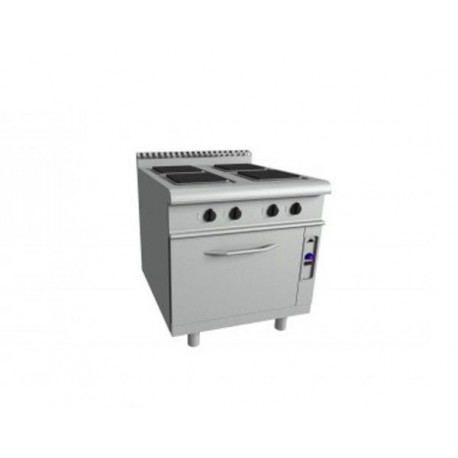 Cucina elettrica 4 piastre su forno statico elettrico GN 2/1 - Dim. cm 80x90x85h