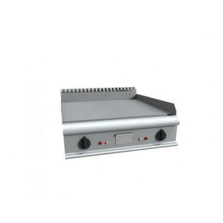 Fry top a gas da banco piastra di cottura rigata con 2 zone di cottura indipendenti - Dim. cm 80x90x23h