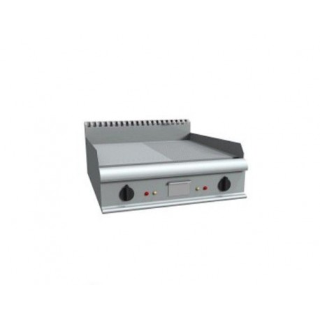 Fry top a gas da banco piastra di cottura 1/2 liscia e 1/2 rigata con 2 zone di cottura indipendenti - Dim. cm 80x90x23h