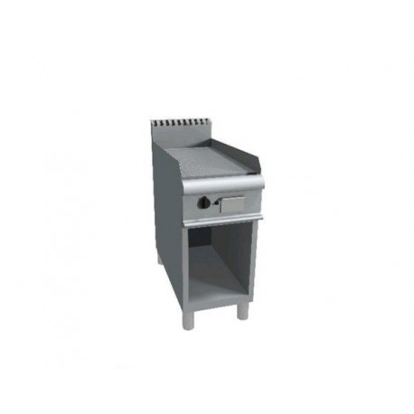 Fry top a gas su vano a giorno piastra di cottura rigata - Dim. cm 40x90x85h