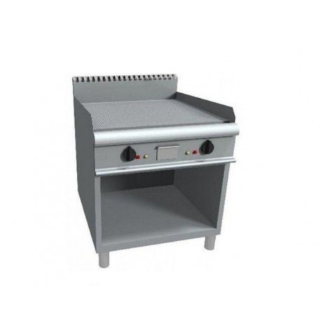 Fry top a gas su vano a giorno piastra di cottura rigata con 2 zone di cottura indipendenti - Dim. cm 80x90x85h