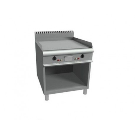 Fry top a gas su vano a giorno piastra di cottura liscia con 2 zone di cottura indipendenti - Dim. cm 80x90x85h