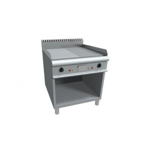 Fry top a gas su vano a giorno piastra di cottura 1/2 liscia e 1/2 rigata con 2 zone di cottura indipendenti - Dim. cm 80x