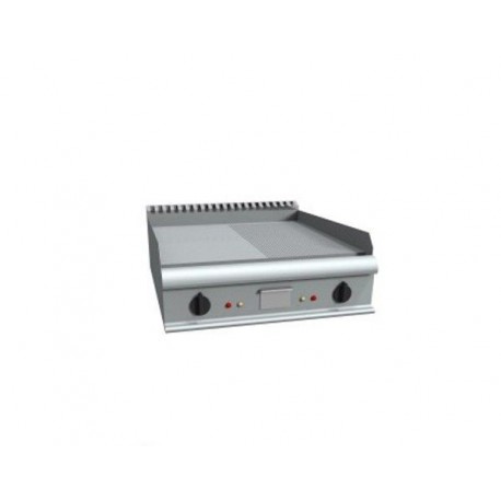 Fry top elettrico da banco piastra di cottura 1/2 liscia e 1/2 rigata - Dim. cm 80x90x23h