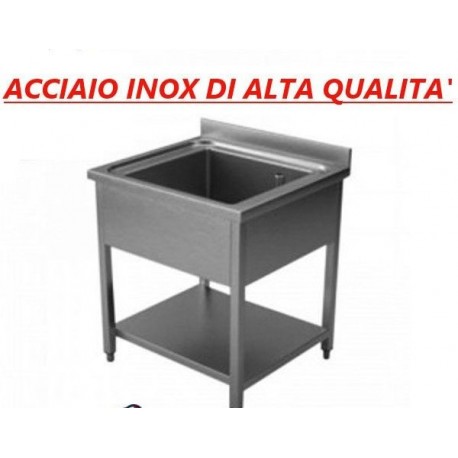 Lavatoio acciaio inox 1 vasca con ripiano di fondo Dim. 70x70x85 cm